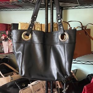 HUGE Black leather hobo bag